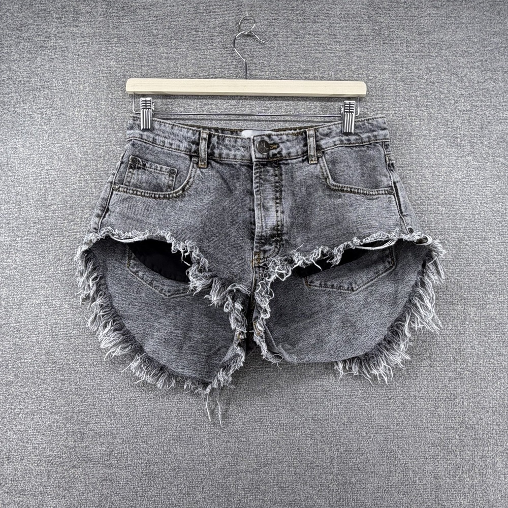 One Teaspoon Cut Off Shorts Women Size 27 Gray Denim Distressed Boho